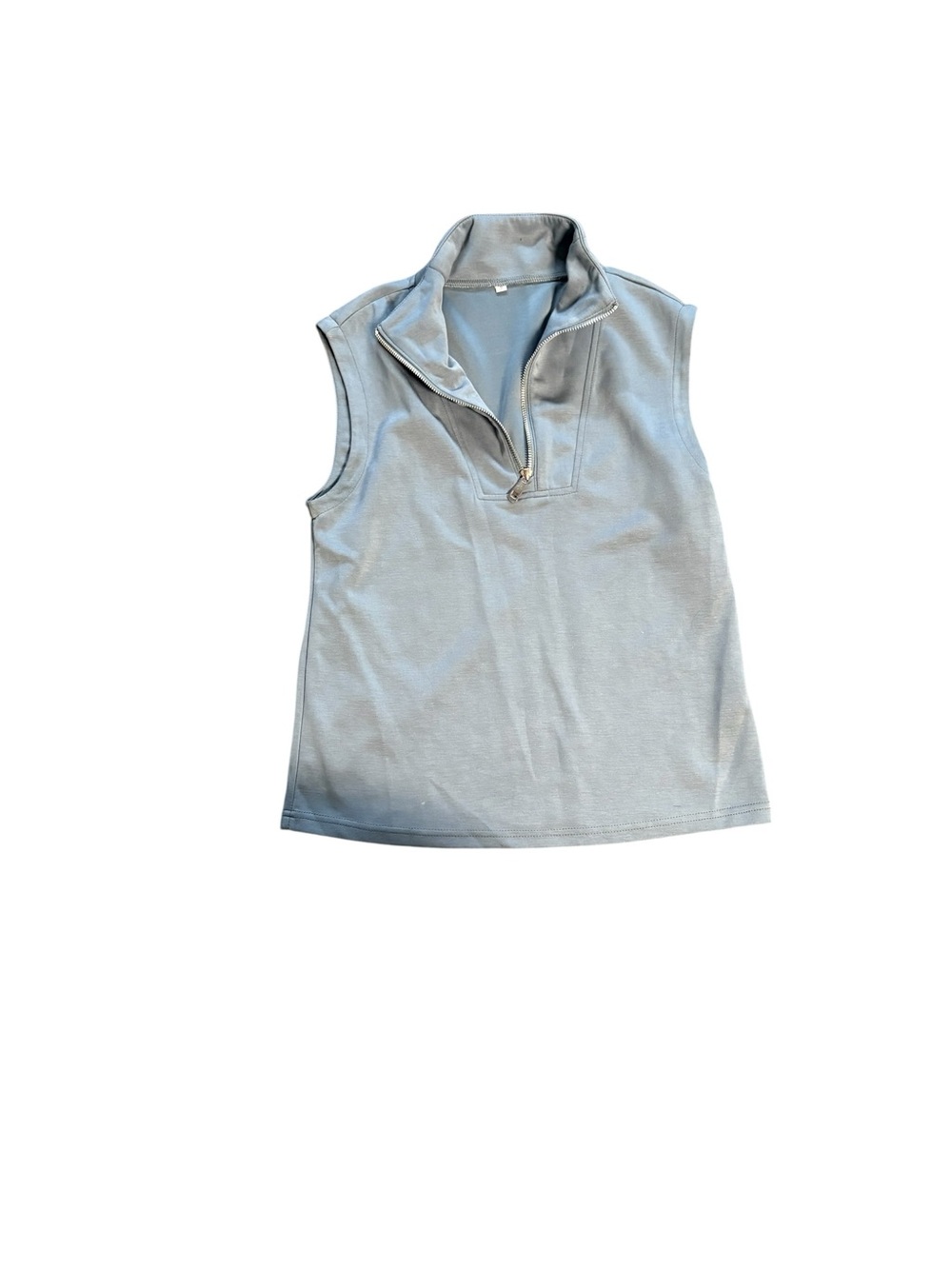 Sleeveless Half-Zip Mock Neck Top - Light Blue
